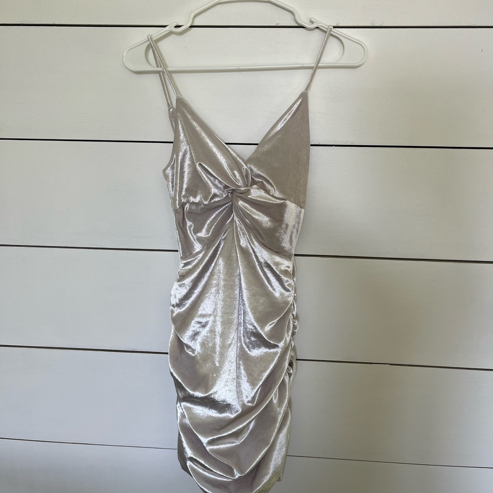 Lucy in the sky silver ruched dress